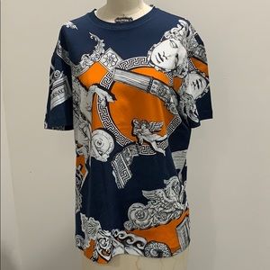 NWT Versace Blue Orange White Medusa Tee Shirt M